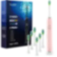 7am2m Electric Toothbrush With 6 Brush Heads For Adults And Kids, One Charge For 120 Days, Wireless Fast Charge, 5 Modes With 2 Minutes Built In Smart Timer Pink